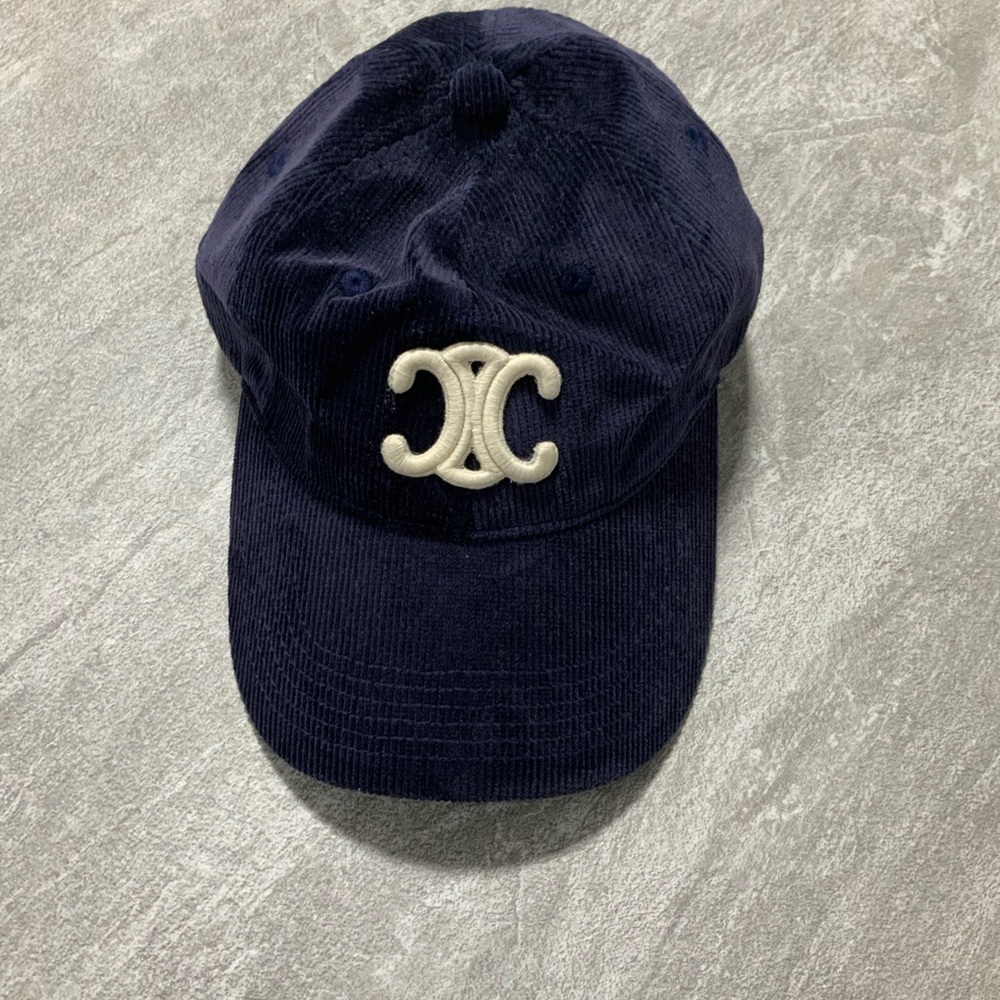 Navy Corduroy Cap with Embroidered Logo